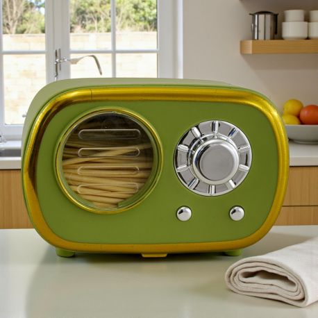 PORTA STUZZICADENTI VINTAGE A FORMA DI RADIO VERDE PER BOMBONIERE UNICHE