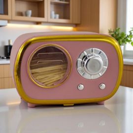 PORTA STUZZICADENTI RADIO VINTAGE ROSA PER BOMBONIERE SPECIALI