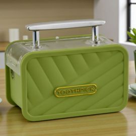 PORTA STUZZICADENTI A FORMA DI VALIGIA VERDE PER BOMBONIERE TEMA VIAGGIO