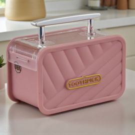 BOMBONIERA PORTA STUZZICADENTI VALIGIA ROSA PER EVENTI SPECIALI