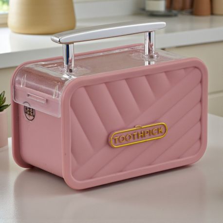 BOMBONIERA PORTA STUZZICADENTI VALIGIA ROSA PER EVENTI SPECIALI