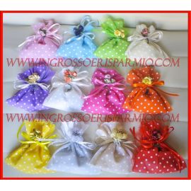 SACCHETTI PORTACONFETTI POIS FIORELLINI TULLE CONFETTI E FIOCCHETTO CONFEZIONE CONFETTATA