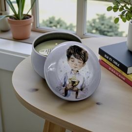 CANDELA BOMBONIERA COMUNIONE BIMBO CON CALICE CUOREMATTO