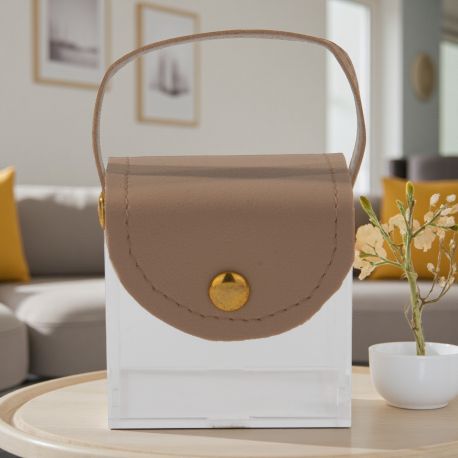 SCATOLINA PLEXIGLASS BORSETTA CON MANICO PER CONFETTI E CARAMELLE