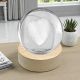 LAMPADA LED A SFERA CON IMMAGINE CUORE IN VETRO E BASE IN LEGNO