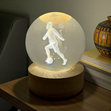 LAMPADA LED A SFERA CON CALCIATORE: BOMBONIERA ORIGINALE E UTILE