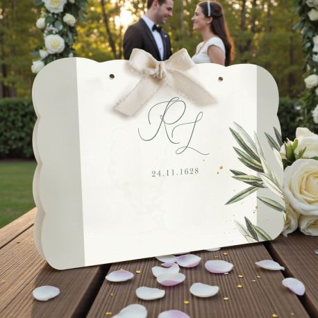 WEDDING BAG CON FOGLIE DI ULIVO PER RITO CIVILE ORIGINALE