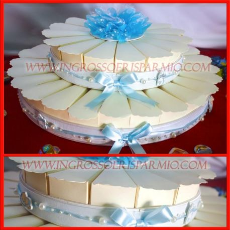 STRUTTURA TORTA CELESTE 15/25/40 FETTE VUOTA ECONOMICA NASCITA BATTESIMO