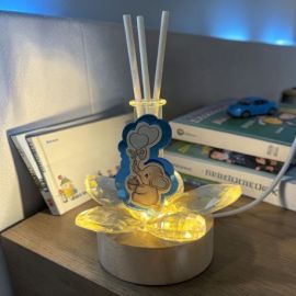 BOMBONIERA DIFFUSORE LED FIORE CRISTALLO ELEFANTE CUORI CELESTI