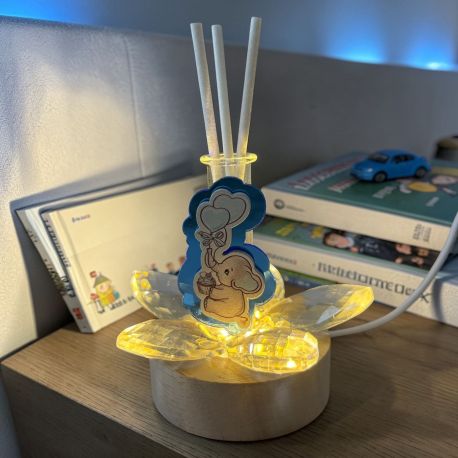 BOMBONIERA DIFFUSORE LED FIORE CRISTALLO ELEFANTE CUORI CELESTI