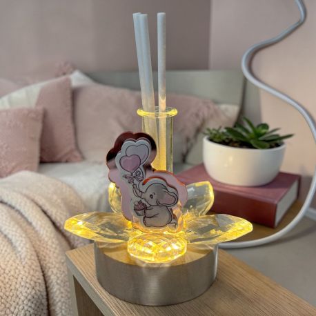 BOMBONIERA DIFFUSORE LED FIORE CRISTALLO ELEFANTE CUORI ROSA