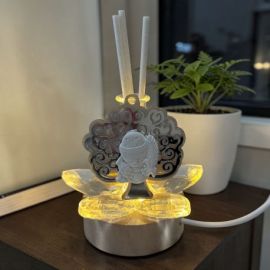 BOMBONIERA LAMPADA LED E PROFUMATORE ALBERO DELLA VITA ARGENTO