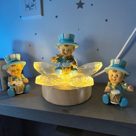 LAMPADA LED FIORE CRISTALLO STATUINA BIMBO JOLLY CELESTE BATTESIMO