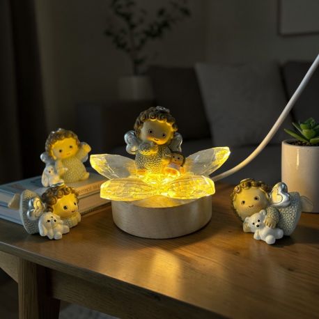 LAMPADA LED FIORE CRISTALLO ANGIOLETTO BATTESIMO BIMBA E BIMBO