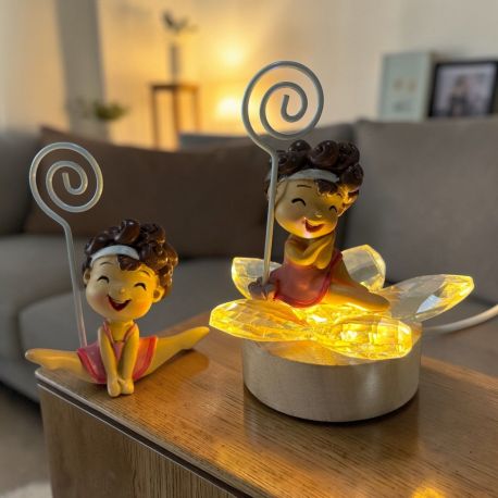 MEMOCLIP BALLERINA FIORE CRISTALLO LAMPADA LED BIMBA BOMBONIERE TEMA DANZA