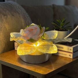 LAMPADA LED FIORE CRISTALLO ROSA PESCA BOMBONIERA LUMINOSA