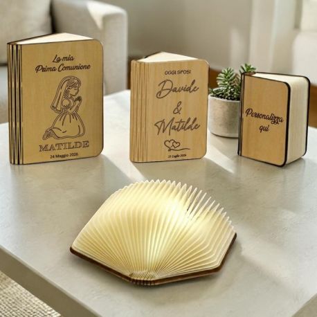 LAMPADA LED LIBRO APERTO COMUNIONE CRESIMA MATRIMONIO