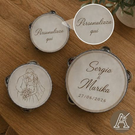 TAMBURELLO PERSONALIZZABILE BOMBONIERA ORIGINALE MATRIMONIO