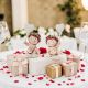 STATUINA ANGIOLETTO CON CUORE PALLONCINO BATTESIMO BIMBO