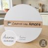 VASSOIO TONDO IN DOPPIO LEGNO CON FRASE "CONDITO CON AMORE"