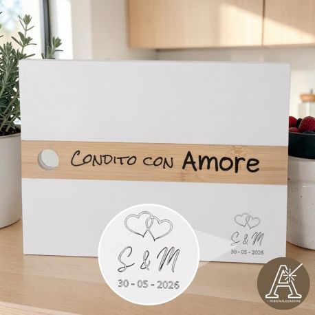 VASSOIO RETTANGOLARE SCRITTA CONDITO CON AMORE PER MATRIMONIO E ANNIVERSARIO