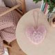 SACCHETTO CUORE ROSA PORTACONFETTI PER BOMBONIERE BATTESIMO BIMBA