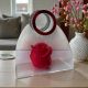 BORSETTA IN PLEXIGLASS CON CERCHIO ROSSO E ROSA SAPONATA PERSONALIZZABILE PER EVENTI