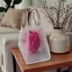 BORSETTA TRASPARENTE CERCHIO ROSA CON ROSA SAPONATA PERSONALIZZABILE PER BATTESIMO COMUNIONE E CRESIMA