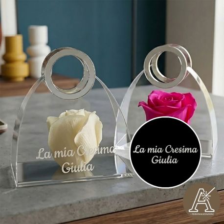 BORSETTA BOMBONIERA PERSONALIZZATA CON ROSA DI SAPONE