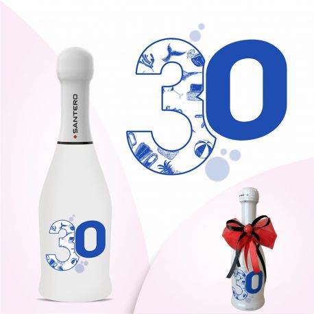BOMBONIERA MINI BOTTIGLIA SANTERO VINO SPUMANTE PER 30° COMPLEANNO