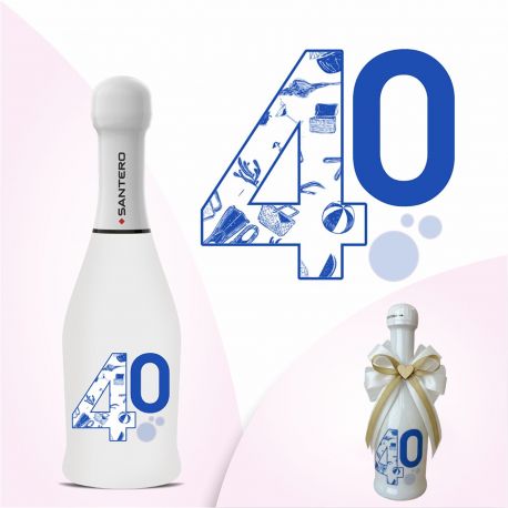 BOMBONIERA SANTERO MINI VINO SPUMANTE NUMERO 40 PER COMPLEANNO UNICO