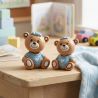 ORSETTO CELESTE CON CUORICINO E CIUFFO IDEA REGALO PER NASCITA E BABYSHOWER