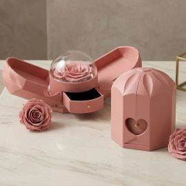 SCATOLINA ROSA CON ROSE STABILIZZATE E LUCE LED PER SAN VALENTINO SPECIALE
