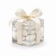 CUBO IN VETRO CON COPERCHIO PORTACONFETTI BOMBONIERE 5X5X5