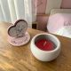 PORTACANDELA CON ORSETTO E COPERCHIO ROSA BIANCO SCRITTA AMA VIVI SOGNA IDEALE PER EVENTI BIMBA