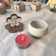 PORTACANDELA CON FIORE E SIMBOLI SACRI PER BOMBONIERE CRESIMA