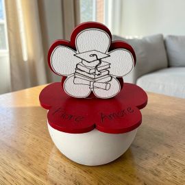 PORTACANDELA CON FIORE E SIMBOLI LAUREA BOMBONIERA ORIGINALE UNICA