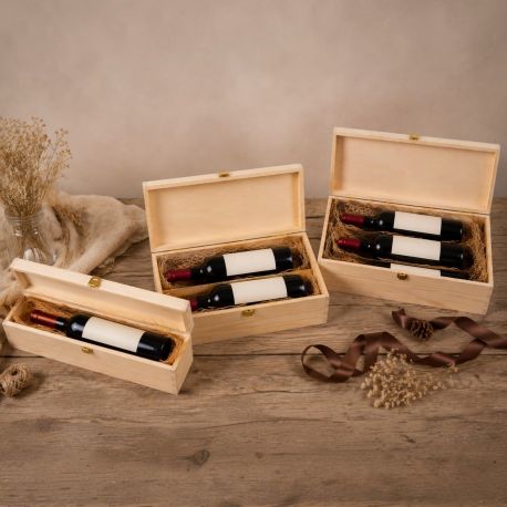 BOX VINO IN LEGNO NATURALE PER CONFEZIONI ELEGANTI
