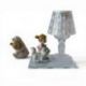 LUMETTO BOMBONIERA BIMBA CON STATUINA E BASE IN VETRO PER BATTESIMO PERSONALIZZABILE