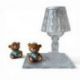 BOMBONIERA LAMPADA LED ORSETTO CELESTE SU BASE IN VETRO