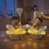 LAMPADA LED CON FIORE IN CRISTALLO E ANGIOLETTO BOMBONIERA BATTESIMO