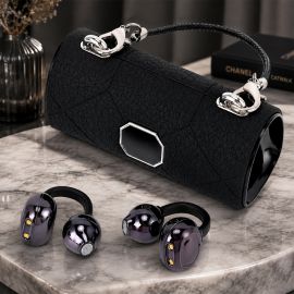 MINI BORSETTA CON CUFFIETTE WIRELESS AURICOLARI BLUETOOTH NERA