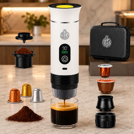 MACCHINA ESPRESSO PORTATILE DA VIAGGIO CON CAPSULE E CAFFÈ IN POLVERE
