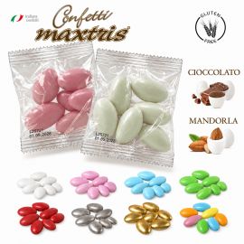 5 CONFETTI IMBUSTATI IN BUSTINE SIGILLATE PER ALIMENTI CIOCCOLATO MANDORLA ROSSO BIANCO ROSA CELESTE VERDE OFFERTA
