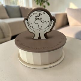 Portacandela mondo mani legno bomboniera matrimonio laurea