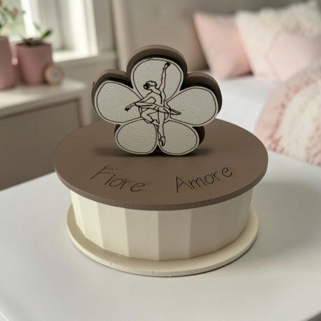 Portacandela ovale Fiore ballerina bomboniera battesimo comunione