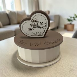 Portacandela ovale piccolo principe cuore legno bomboniera battesimo comunione