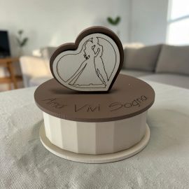 Portacandela ovale cuore sposi legno bomboniera matrimonio
