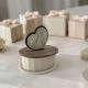 Portacandela ovale cuore sposi legno bomboniera matrimonio - 25° anniversario