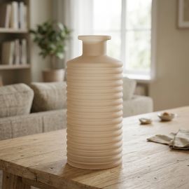 VASO PORTAFIORI TORTORA IN VETRO A RIGHE PER BOMBONIERE ELEGANTI